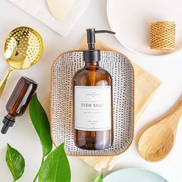 Vine Creations Amber Glass Soap Dispenser Set 2-Pack