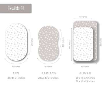 Ely's & Co. Bassinet Sheet Set 2 Pack 100% Jersey Cotton for Baby Girl and Baby Boy - Tan Drawn Star Design