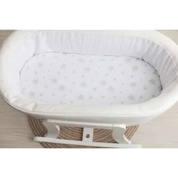 Ely's & Co. Bassinet Sheet Set 2 Pack 100% Jersey Cotton for Baby Girl and Baby Boy - Tan Drawn Star Design