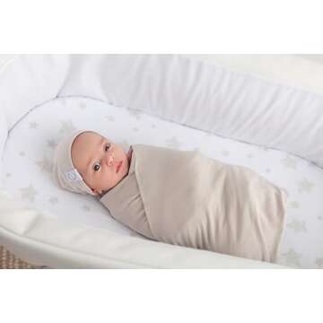 Ely's & Co. Bassinet Sheet Set 2 Pack 100% Jersey Cotton for Baby Girl and Baby Boy - Tan Drawn Star Design