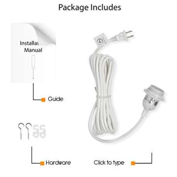 Rustic 15ft Fabric Pendant Lighting Cord for DIY