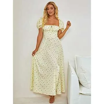 Stunning Women's Summer Puff Sleeve Floral Maxi Dress