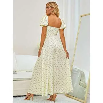Stunning Women's Summer Puff Sleeve Floral Maxi Dress
