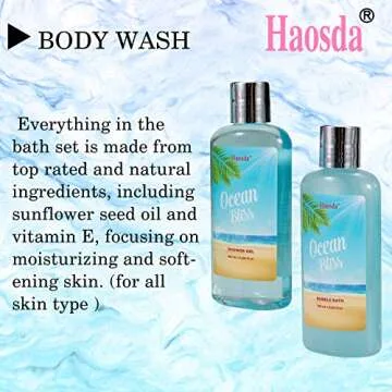 Bath Set for Women - Gift Basket Includes Bubble Bath, Shower Gel, Body & Hand Lotion, Bath Salts and More, Perfect Gifts Set for Home Relaxation (Blue)