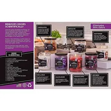 Vanilla Two Pack Odor Eliminating Highly Fragranced Candle - Eliminates 95% of Pet, Smoke, Food, and Other Smells Quickly - Up to 80 Hour Burn time - 12 Ounce Premium Soy Blend