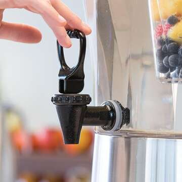 Service Ideas CBDRT5SS Beverage Dispenser, Round, 5 Gallon with Plastic Container and Optional Infus...