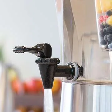 Service Ideas CBDRT5SS Beverage Dispenser, Round, 5 Gallon with Plastic Container and Optional Infuser Tube, Stainless Steel Base and Lid, NSF certified