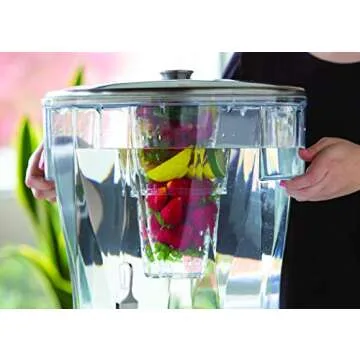 Service Ideas CBDRT5SS Beverage Dispenser, Round, 5 Gallon with Plastic Container and Optional Infuser Tube, Stainless Steel Base and Lid, NSF certified