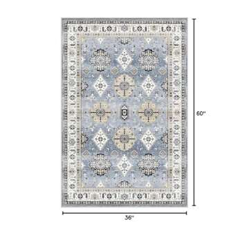 Dripex Vintage Area Rug - Stylish 3x5 Washable Carpet for Entryway, Bedroom & More