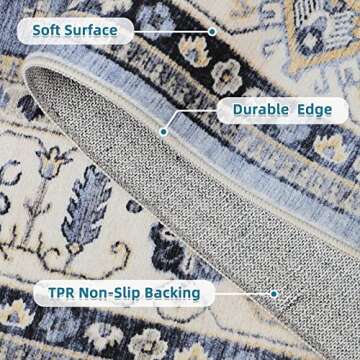Dripex Vintage Washable Area Rug for Home Décor