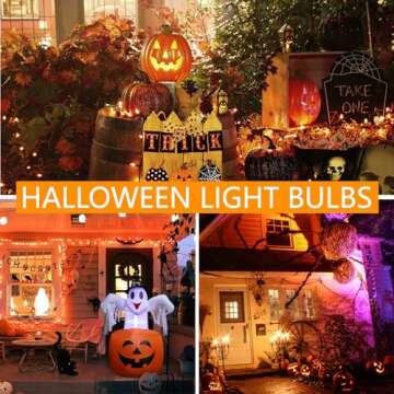 Gonhom 2 Pack A19 LED Orange Light Bulb,9 Watt Orange Lights Equivalent 100 Watt Colored Light Bulbs...