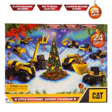 CAT Construction Toys, Little Machines Advent Calendar - Kids Toys for Ages 3 and Up - 24 Piece Set with 10 Little Machines Vehicles & Magic Insta-Dirt!