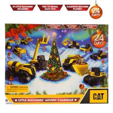 CAT Construction Toys, Little Machines Advent Calendar - Kids Toys for Ages 3 and Up - 24 Piece Set with 10 Little Machines Vehicles & Magic Insta-Dirt!