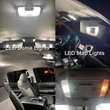 iBrightstar Super Bright LED Bulbs Package Kit Accessories Fit for Toyota Tundra 2014+ Interior Map Dome Lights + Vanity Mirror Lights + License Plate Lights + Back Up Reverse Lights, White