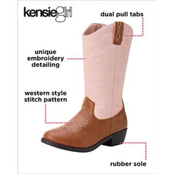 KENSIE GIRL Cowboy Boots - Stylish Toddler Girls' Western Boots