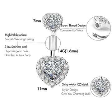 Incaton 14G Belly Button Rings - 5 Stylish Stainless Steel Designs for Any Occasion