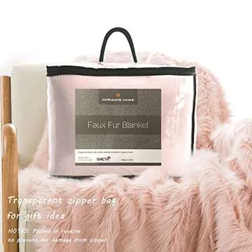 Pink Faux Fur Throw Blanket, Luxury Modern Blush Home Throw Blanket, Super Warm, Fuzzy, Elegant, Fluffy Thick Heavy Decoration Blanket Scarf for Sofa, Couch and Bed, 50''x 60''