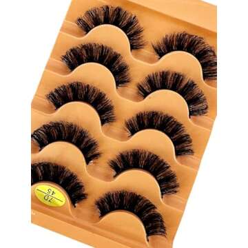 5 Pairs of Natural Voluminous False Eyelashes - 5D Faux Mink Lashes, Soft and Fluffy for Everyday Natural Look (5Pairs-7D-45)