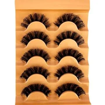 5 Pairs of Natural Voluminous False Eyelashes - 5D Faux Mink Lashes, Soft and Fluffy for Everyday Natural Look (5Pairs-7D-45)