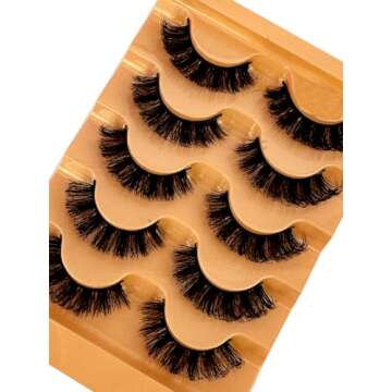 5 Pairs of Natural Voluminous False Eyelashes - 5D Faux Mink Lashes, Soft and Fluffy for Everyday Natural Look (5Pairs-7D-45)