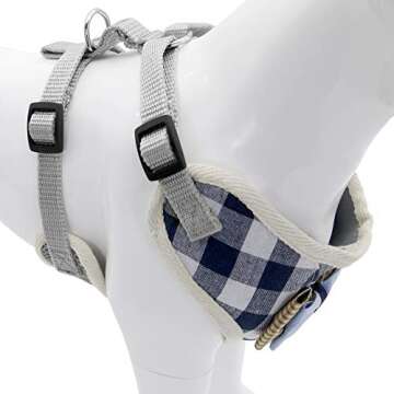 Bark Lover Small Puppy Harness with Bowtie, Adjustable Dog Vest Mesh Tuxedo Harness for Small Dog Kitten, Perfect for Party Wedding Holiday (S, Blue Plaid)