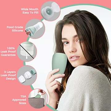 14 Pack Travel Bottles Set - Portable 3oz Leak Proof Toiletries