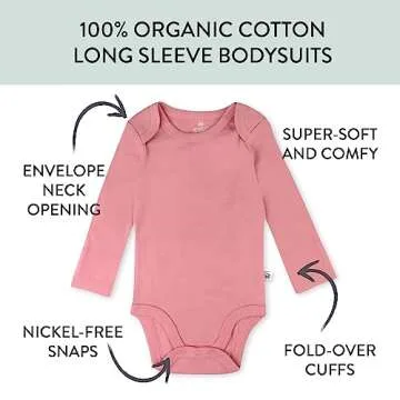 HonestBaby 10-Pack Long Sleeve Bodysuits One-piece 100% Organic Cotton for Infant Baby Boys, Girls, Unisex , Rainbow Pinks, 12 Months
