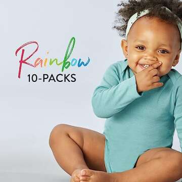 HonestBaby 10-Pack Long Sleeve Bodysuits One-piece 100% Organic Cotton for Infant Baby Boys, Girls, Unisex , Rainbow Pinks, 12 Months