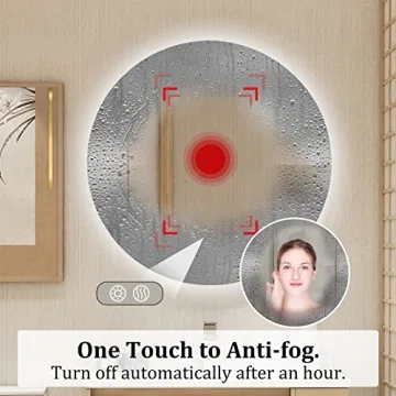 BuLife Round LED Bathroom Mirror with Anti-Fog Technology