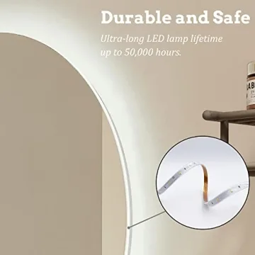 BuLife Round LED Bathroom Mirror with Anti-Fog Technology