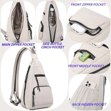 ER.Roulour Ultra-lightweight Sling Bag Puffy Crossbody Bag Cotton Padding Backpack Shoulder Daypack for Men Women