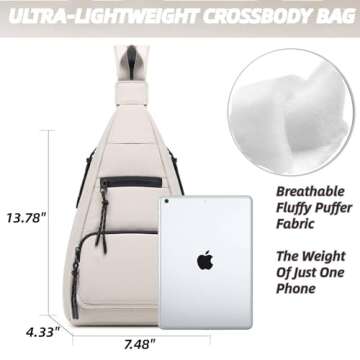 ER.Roulour Ultra-lightweight Sling Bag Puffy Crossbody Bag Cotton Padding Backpack Shoulder Daypack for Men Women