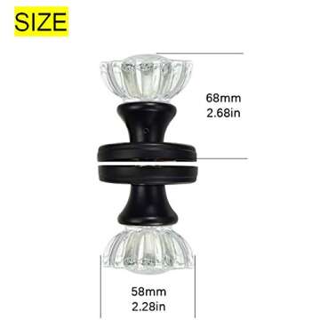 coolnews Glass Door Knobs Interior for Hall/Closet, Crystal Half-Dummy Door Knob, Matte Black (2 Pack)