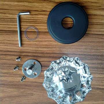 coolnews Glass Door Knobs Interior for Hall/Closet, Crystal Half-Dummy Door Knob, Matte Black (2 Pack)