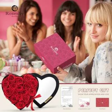 Valentines Day Flowers Roses Gifts for Her,16pcs Red Forever Preserved Roses in Heart Shape Gift Box,Valentines Day Delivery Prime Gifts-Roses Gifts for Women,Mom.