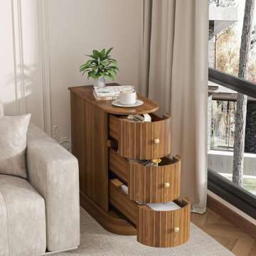Stylish End Table with 3 Drawers for Small Spaces