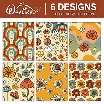 Whaline 12 Sheet Boho Retro Gift Wrap - Vintage Designs