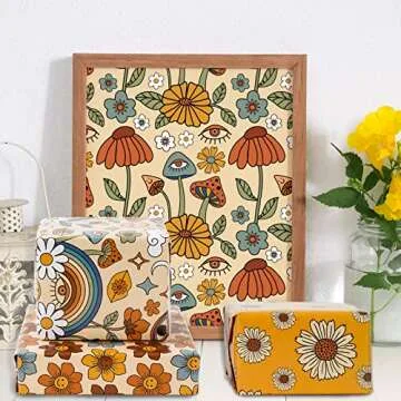 Whaline 12 Sheet Boho Retro Gift Wrap - Vintage Designs
