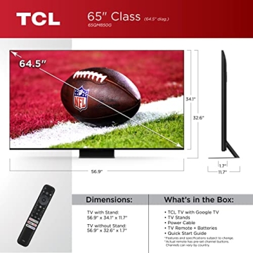 TCL 65-Inch QM8 QLED 4K Smart Mini LED TV for Gamers