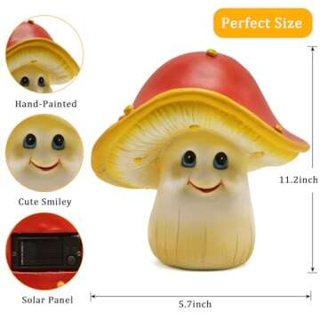Outdoor Decor Garden Statues Mushroom, Outdoor Lights Solar Garden Mushroom Decor, Mushroom Fairy Light for Yard Ornament, Home Decor, Valentine Decor, Birthday Gifts for Girlfriend, Women, Kids