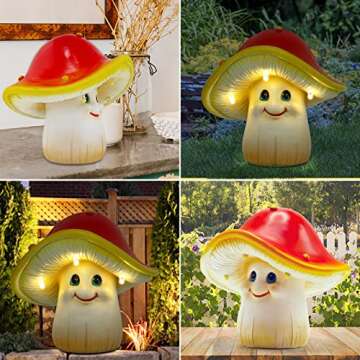 Outdoor Decor Garden Statues Mushroom, Outdoor Lights Solar Garden Mushroom Decor, Mushroom Fairy Light for Yard Ornament, Home Decor, Valentine Decor, Birthday Gifts for Girlfriend, Women, Kids