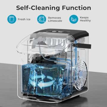 Countertop Ice Maker Machine - Fast Ice Production, Self-Cleaning