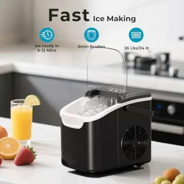 Countertop Ice Maker Machine - Fast Ice Production, Self-Cleaning