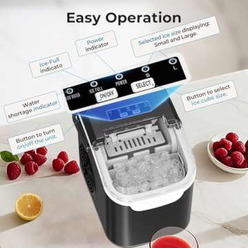 Countertop Ice Maker Machine - Fast Ice Production, Self-Cleaning