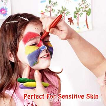 Easy Face Paint Crayons - Non-Toxic 12-Color Kit