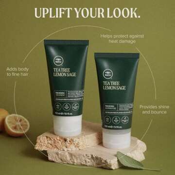 Tea Tree Lemon Sage Thickening Blowout Gel, Volumizing Hair Gel, For Fine Hair, 5.1 fl. oz.
