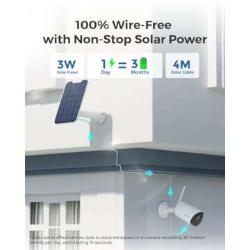 REOLINK 2K 3MP Solar Security Camera, Wireless Home Security Camera Outdoor Indoor, Night Vision, Human/Car Detection, 2.4G WiFi, Local Storage, No Monthly Fee, Support Home Hub, Argus Eco+Solar Panel