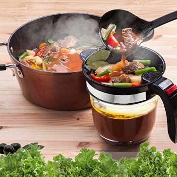 Fat Separator With Bottom Release, 4 Cup Gravy Separator for Cooking with Oil Strainer, Kitchen Gadg...