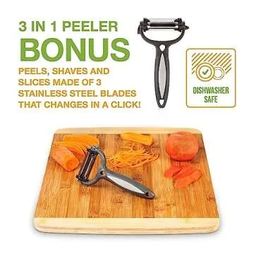 Fat Separator With Bottom Release, 4 Cup Gravy Separator for Cooking with Oil Strainer, Kitchen Gadgets Grease Separator Packaged with a 3-in-1 Multifunctional Peeler (Red)