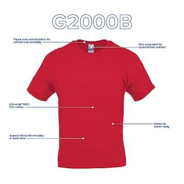 Gildan Youth Ultra Cotton T-Shirt, Style G2000B, 2-Pack, White, Medium